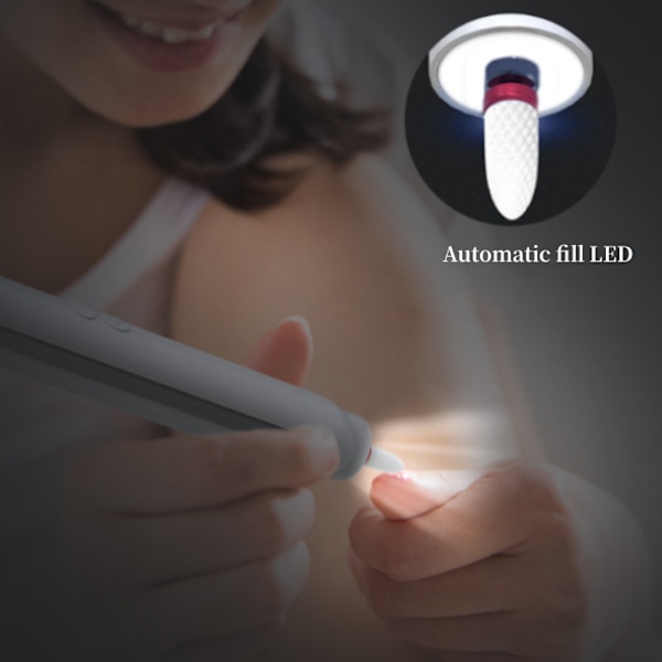 Hvit neglesliper med 5 slipehoder, USB-oppladbar adva