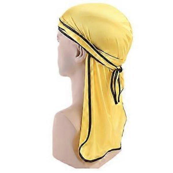 Mænds Bandana Rag Hovedbeklædning Tail Comfy Silke Pirat Kasket Wrap Hat (Gul)