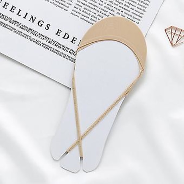 4 par damslingback linerstrumpor med dämpning för framfoten, tå-täckande lågt skurna osynliga strumpor (hudfärg)