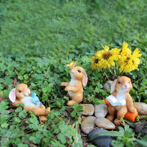 5-pak Søte Miniatyr Hagekanin Figurer Dekor Mini Bunn