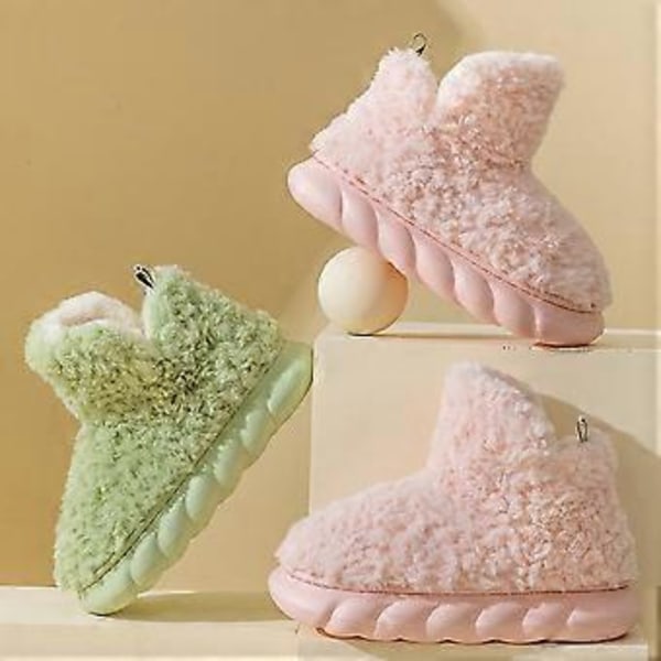 Vores Skønne Fleece-Støvler, Bløde Hukommelsesskum Søde Varme Fuzzy Hjemme-Fleece-Støvler hvid37( grøn41)