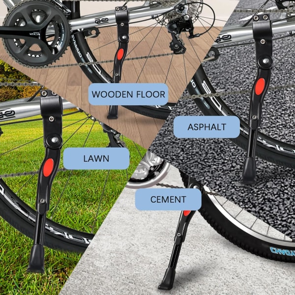 (Svart) Justerbart cykelstöd i aluminiumlegering, höjd med Non-S