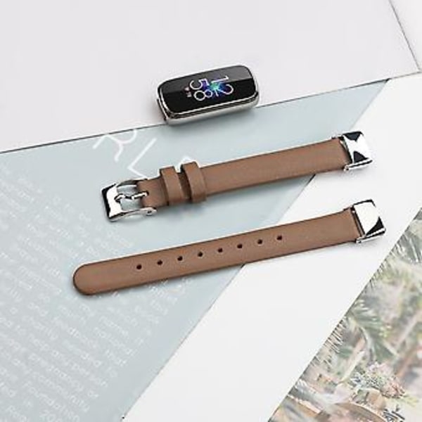Lærreim for Fitbit Luxe S (Brun)