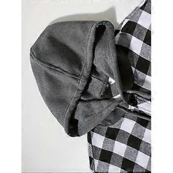 Herre Flanel Hættetrøjer Casual Plaid Skjorte, Langærmet Stilfuld Hætte (S Hvid)