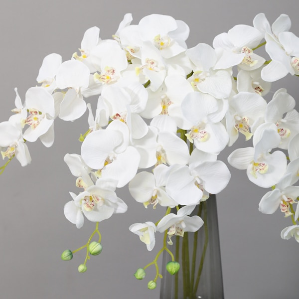 4 stk. Kunstig Phalaenopsis Orkide Hvide Blomster 70cm med Arti