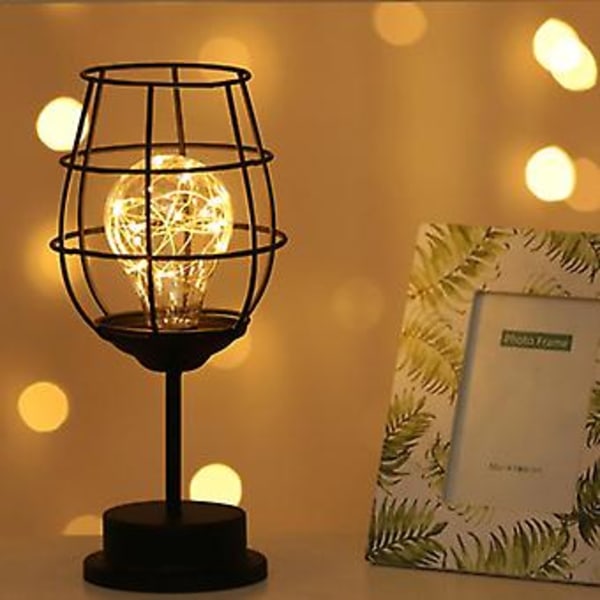 Retro Klassisk Järnkonst LED Bordlampa Nattlampa Väckarklocka
