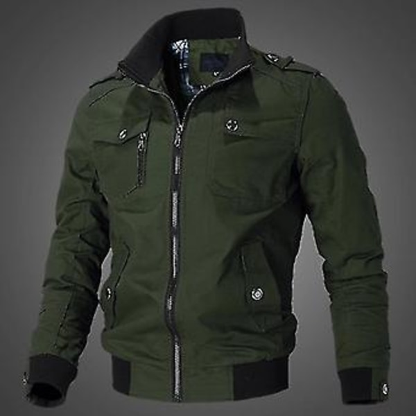 Militär Mode Casual Jacka Män Våren Hösten Utomhus Andningsbar Taktisk Vindjacka Piloter Vindtät Bomber Kläder (armégron M)