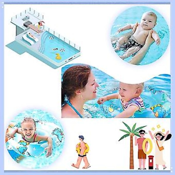 Baby Simring, Uppblåsbar Simring med Säte för Spädbarn/Småbarn 6-36 Månader, 52cm