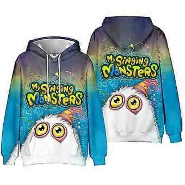 My Singing Monsters 3D-tryckta Hoodies Barn Hooded Sweatshirts Långärmad Tröja med Ficka -NMAOV(9-10 År A)