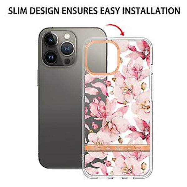 Blomster og planter serie TPU-etui for iPhone 15 Pro (Rosa)