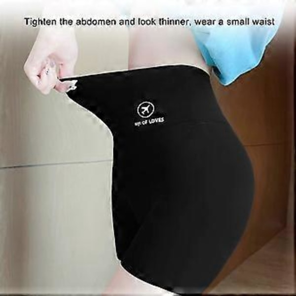 Bekväma Biker Shorts för Kvinnor med Fickor Högmidjade Yogabyxor Nya (XL Svart)