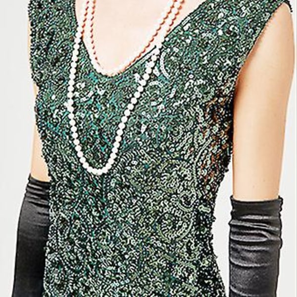 1920-tals Flapper Klänning V-ringad Paljettprydd Pärlbroderad Klänning Ryta 20-talet Gatsby Fransklänning för Fest (XL Rosa)