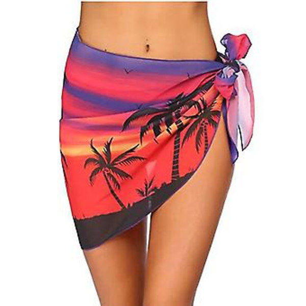 Strand Sarong Kjole Badetøj Cover Ups Til Kvinder Åndbar Hurtigtørrende Sarong Skørt (190*46cm Solnedgang Himmel)