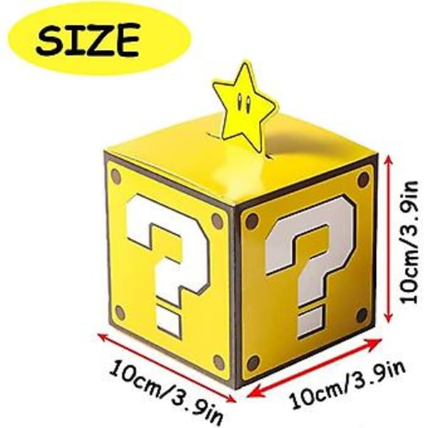 Mario Party Godisbox 24 st Video Game Tegelblock Present Godispåsar för Mario Temafest Favoriter Dekorationer Tillbehör för Pojkar Flickor Barn (Gyllene Tegel)