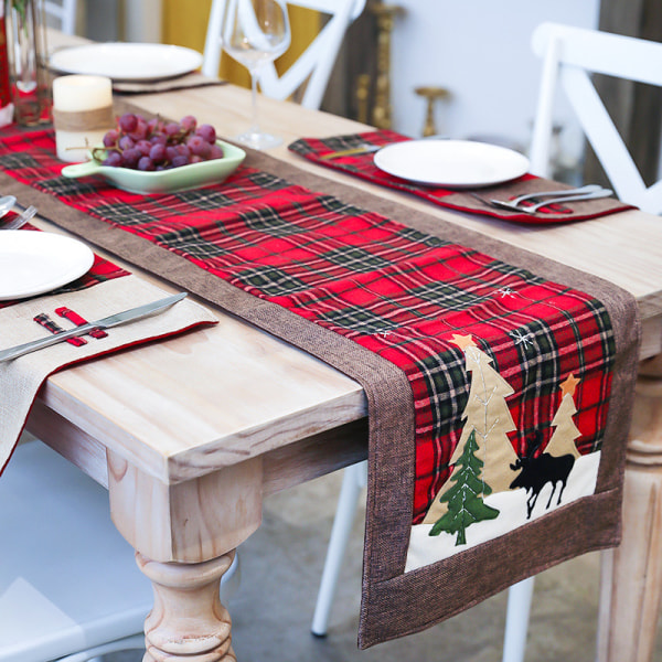 Christmas Table Runner, 72" Christmas Table Linen Cotton and Line