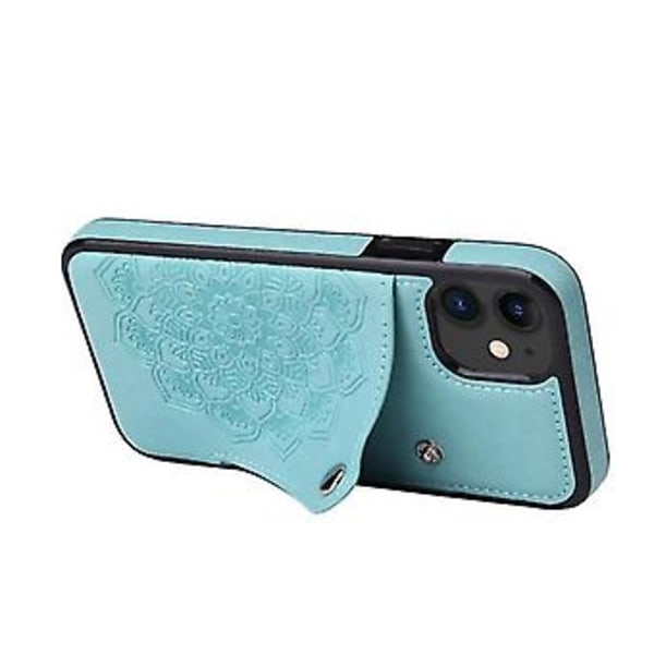 Til iPhone 11 Pro Præget Mønster PU + TPU Beskyttelsesetui med Holder & Pengepung & Kortlommer (grøn)