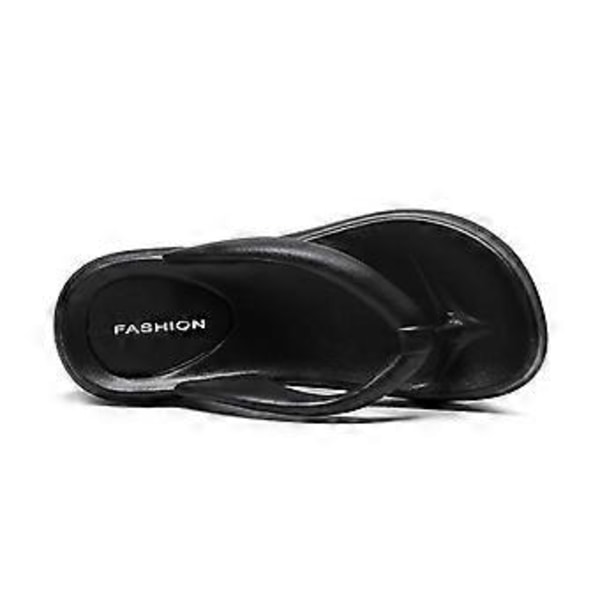 6CM Tykksålede Flip-flops Sommersandaler for Kvinner Myke EVA Strand Sklisikre Sandaler Svart(39 40 )