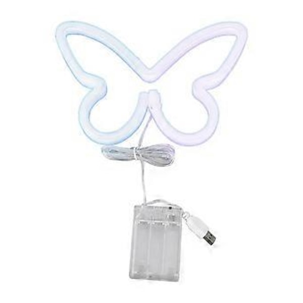 Neonfjäril Ljus Rosa Blå Neonskylt LED Neon Vägglampa USB Eller Batteridriven för Bröllopsfest Bar