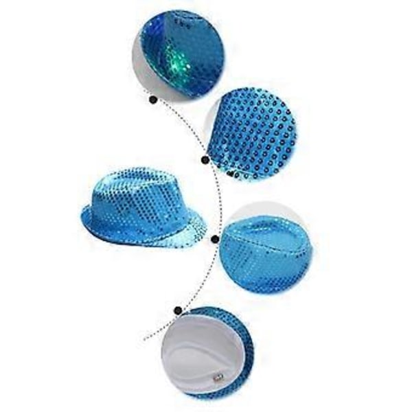 Voksen 9-farget LED lampe paljetter Performance Jazz hatt (Marineblå) 1 stk