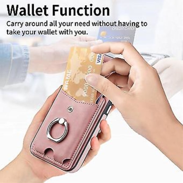 For Samsung Galaxy A53 5g Elektroplettering Skin-følelse Lær Ring Kort Lommebok Telefonveske (svart) (rosa)