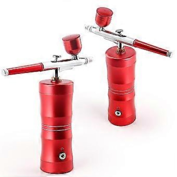 0,3 mm Mini Luftkompressor Kit Airbrush Färg Airbrush för Nagelkonst Tatuering Tårta Röd