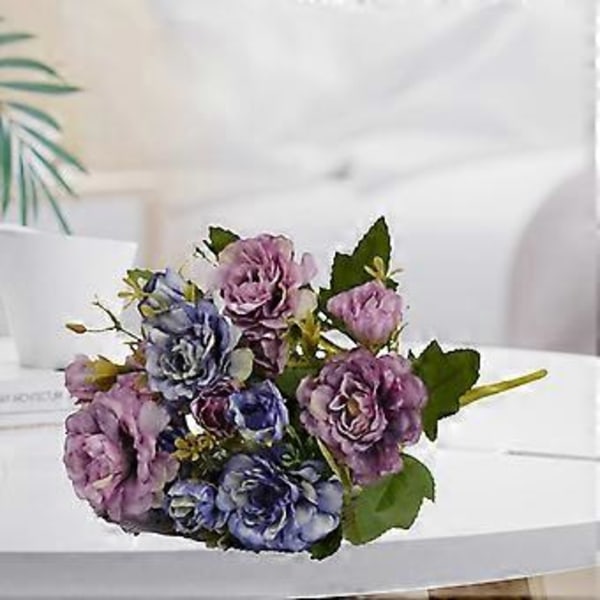Enkeltgren Kunstig Blomst Flere Gafler Dekorativ Realistisk Falsk Rhododendron Bryllupsdekoration Scene Layout (Lilla)