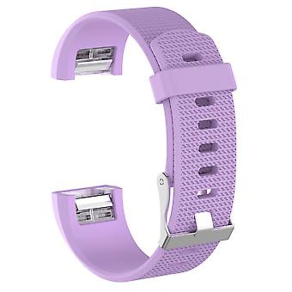For Fitbit Charge 2 Vanlig Tekstur Silikon Klokkearmbånd med Spenne, Størrelse: S (Hvit) S (Lys Lilla)