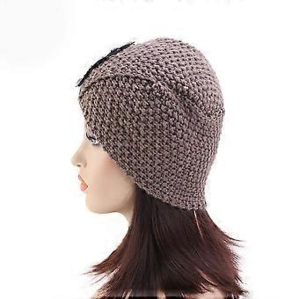 Hodeskjerf for kvinner Strikket Hodebånd Hatt Ull Lue Dame Strikket Lue Knapp Lue
