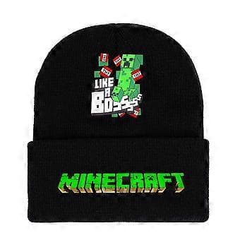 Minecraft-spill trykt lue strikket lue barn gutter jenter trend vinter ullen varm skicap (D)