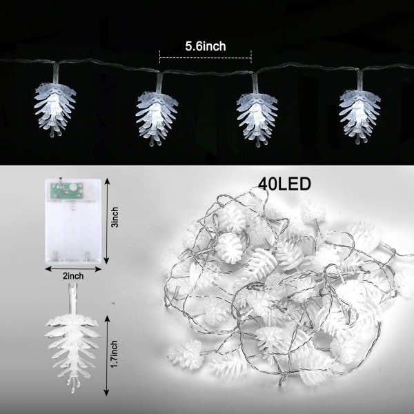 Joulukuusen käpyjen valojuova 40 LED 6 metriä