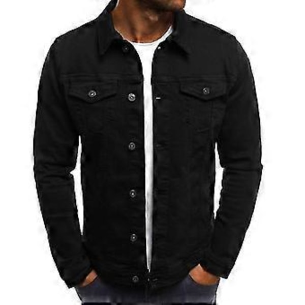 Nyeste Denim Jeans Jakke for Menn Kort Im Fit Fast (L Svart)
