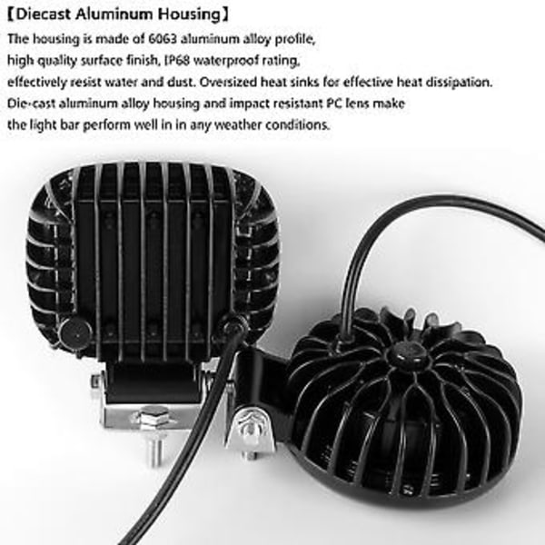 6D Linse 5 Tommers Rund Firkantet Led Arbeidslys 12V For Bil 4WD ATV SUV UTV Lastebiler 4x4 Offroad Motorsykkel Auto Arbeids Kjørelys( )
