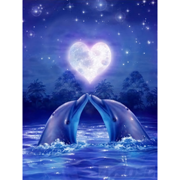 Malet 30*40cmure 5D Diamant Fuld Diamant Korssting (1)Dolphi