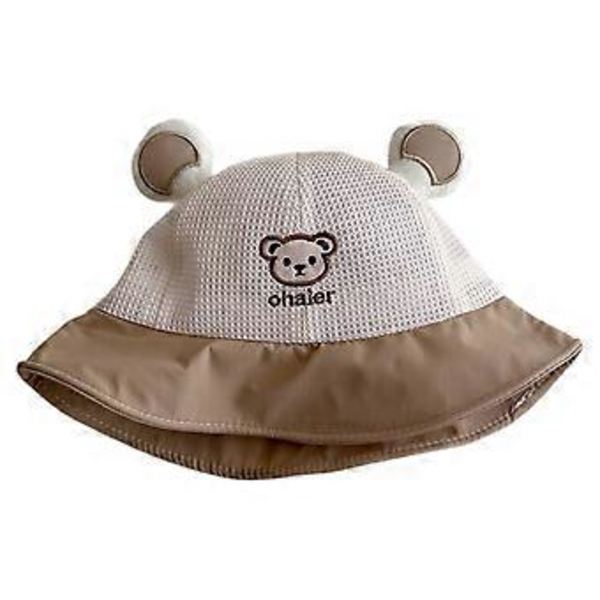 Unisex Baby Tecknad Björn Hinkhatt Fiskehatt Barn Mössa Huvudbonad Småbarn Baby Barnkammare Hinkhatt Fiskehatt Khaki(Khaki)