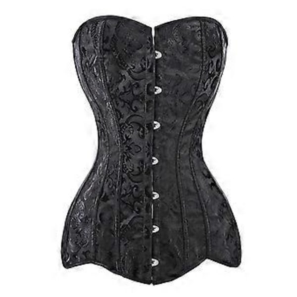 Muotikorsetti naisille Kukka Korsetti Crop Topit Vyötärövalmentaja Liivi Asuste Nauhallinen Waspie Cincher naisille Musta XL(XL Musta)
