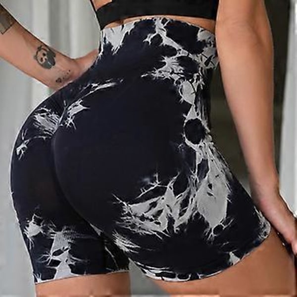 Träningsshorts för kvinnor Scrunch Butt Lifting Höga midja Gymshorts (L Svart+grå+brun)