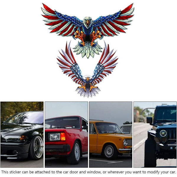 4 stk. Reflekterende Bald Eagle Bilstickere Flag