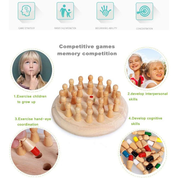 Memory Matchstick Chess Block Game Wooden Board Intelligent Educa