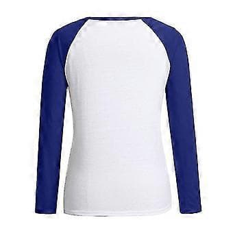 hmwy-dame jule nisse trykk t-skjorte bluse basic topp tee shirt (S Blå)