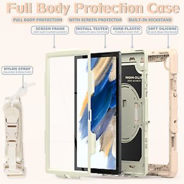 Tablet Etui til Samsung Galaxy Tab A8 10.5 2021 X200 / X205 (Beige Rosaguld)