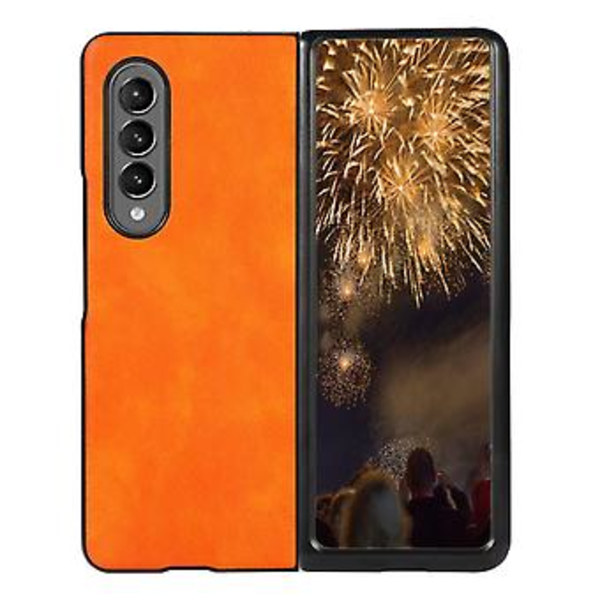 Tvåfärgat fodral med lychee-struktur för Samsung Galaxy Z Fold4 (Orange)