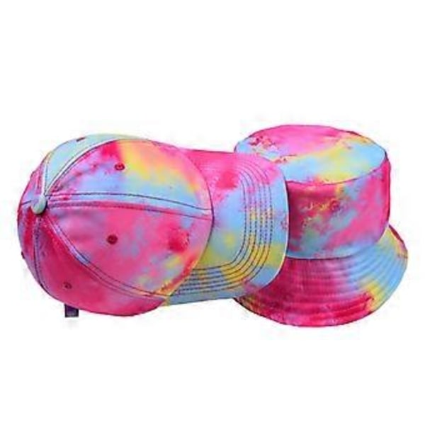 Bucket Hat i Bomull Unisex Sommar Resa Strand för Solhatt Utomhus Basebollkeps för Kvinnor Män Tonåringar för Sol UV för Prot Tie-dye rosaröd baseball