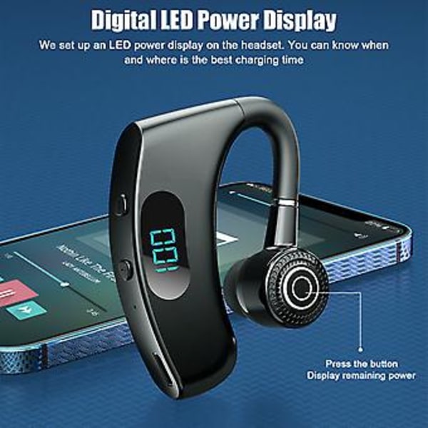 Bluetooth EarHook -kuulokemikrofoni langaton rekkakuski handsfree-kuuloke stereobasso nappikuuloke (musta)