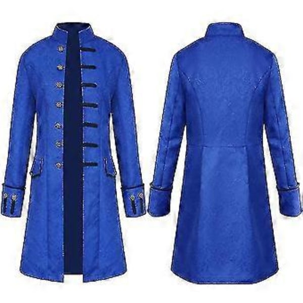 Menn Jakker Steampunk Vintage Frakk Gotisk Viktoriansk Frock Karneval Cosplay.M (M Blå)