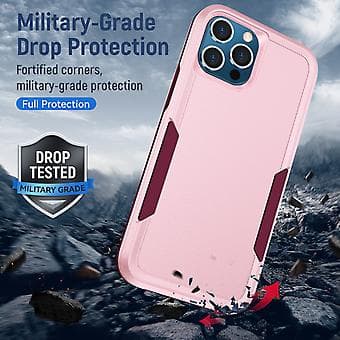 PC + TPU iskunkestävä kotelo iPhone 13 Pro:lle (Vaaleanpunainen)