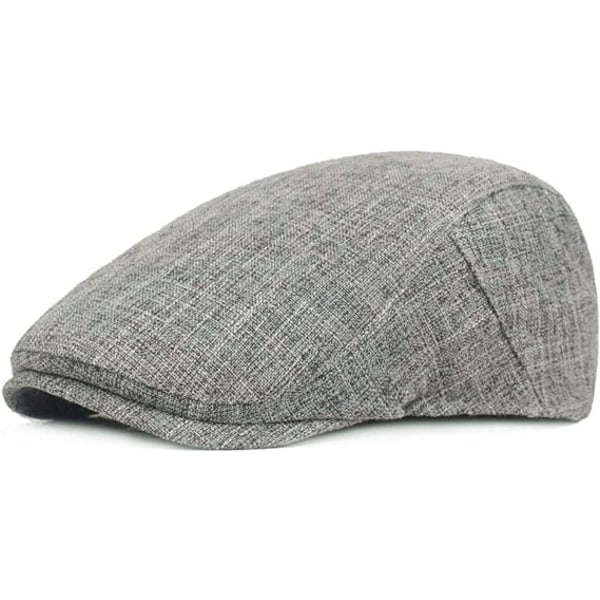 1 stk. Hør Flat Cap til Mænd Grå Sort