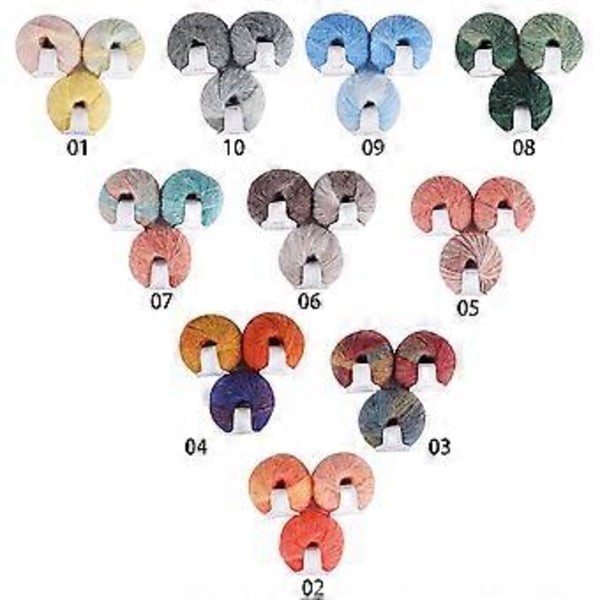 3 bundter flerfarvet fiber mohair - regnbue blød varm uld, 30 gram lang angorauld til gør-det-selv strikning og hækling (sæt 3)