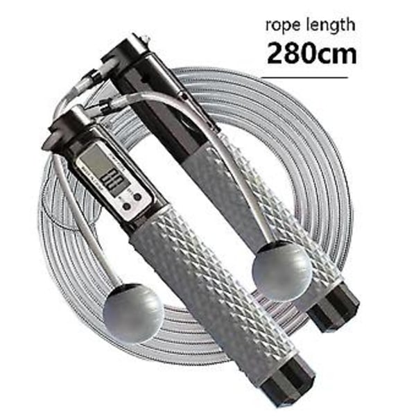 Smart Hopprep med Räknare, Hopprep med Sladdlös Boll, Bränn Kalorier, Hemmaträning (grå)
