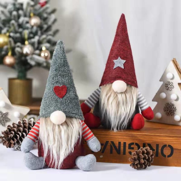 Harmaa pari plushista koristetta, käsintehty, alkuperäinen, lahja Valent
