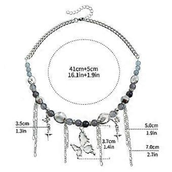 Unikt fjärilshalsband Modernt pärlhalsband Stjärntofsar Halsband Legering Textur Perfekt för stilfulla outfits